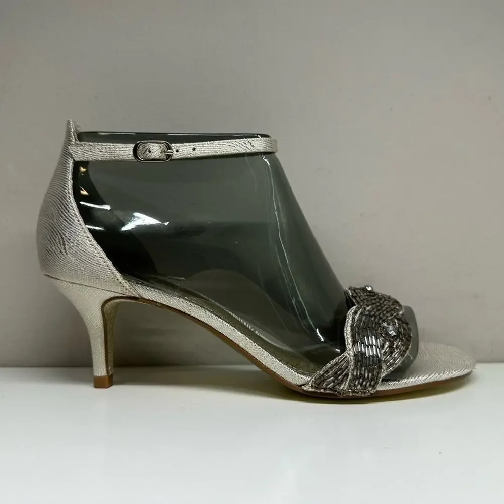 NWB | Adrianna Papell | Aerin Dress Sandal | Pearl Wave Metal | 6.5 M US